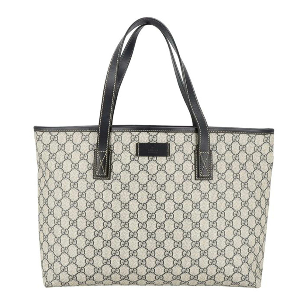 Gucci GG Supreme Tote Bag Canvas Leather Silver